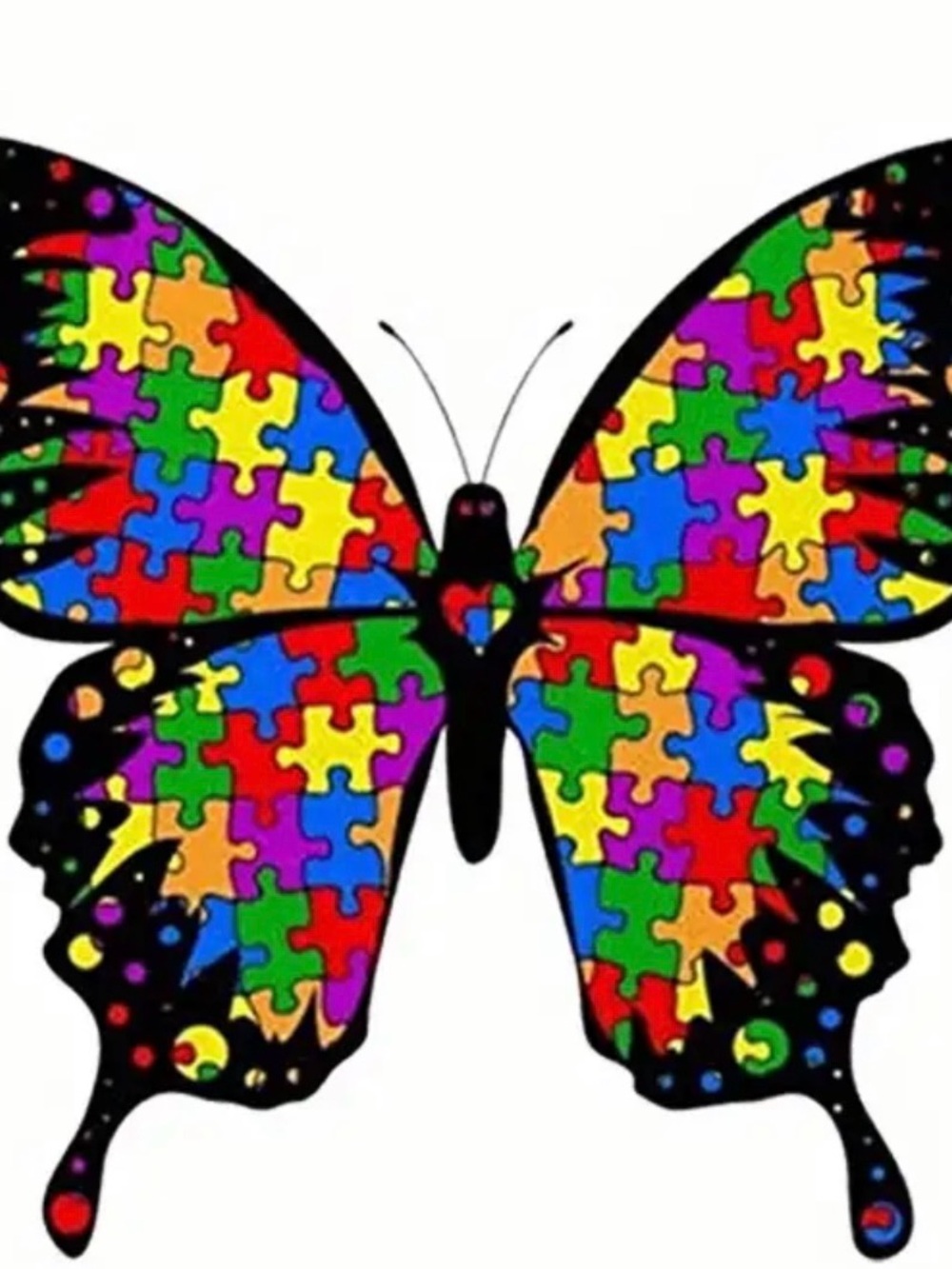 Colorful Puzzle Butterfly Vinyl Sticker - Multi-Color - Picture 8 of 8